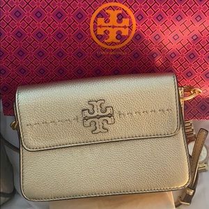 Tory Burch mcgraw metallic gold crossbody